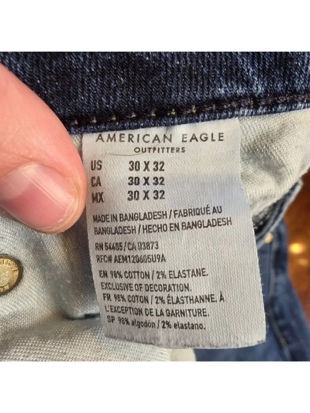 American Eagle Original Straight Jeans Mens 30x32 Light Wash Y2K Denim - Picture 8 of 11